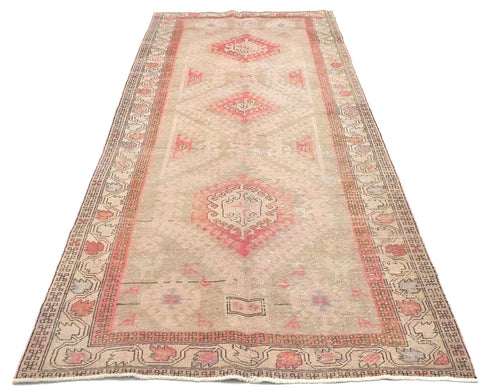 10 Ft Vintage Brown Persian Style Hand Knotted Low Pile Wool Runner Rug